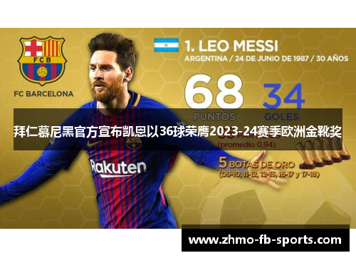 拜仁慕尼黑官方宣布凯恩以36球荣膺2023-24赛季欧洲金靴奖 拜仁慕尼黑官方宣布凯恩以36球荣膺2023-24赛季欧洲金靴奖